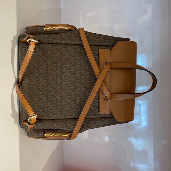 Michael Kors Jet Set Item Large Chain Backpack MK Brown - Picture 3 of 11